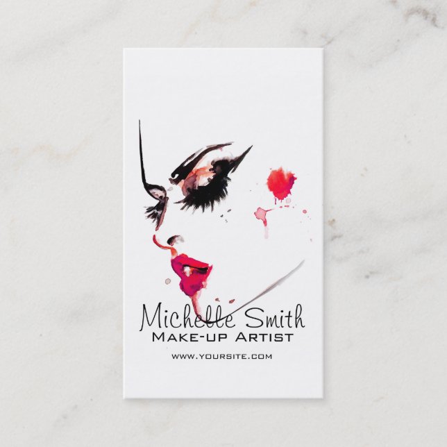 Carte De Visite Aquarelle maquillage visage marque artiste (Devant)