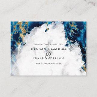 Carte De Visite Aquarelle marbrée bleu saphir BarefootBride™