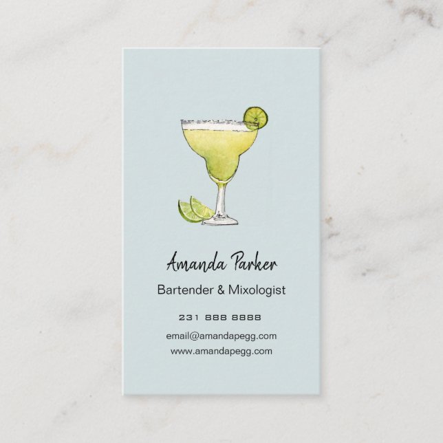 Carte De Visite Aquarelle Margarita barman, Mixologiste Affaires (Devant)
