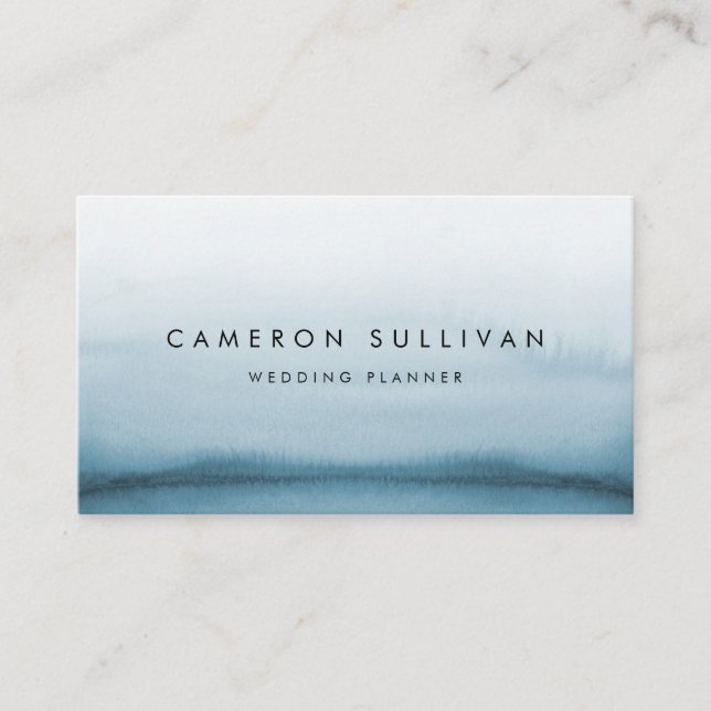 Carte De Visite Aquarelle Marine bleu Ombre moderne (Devant)