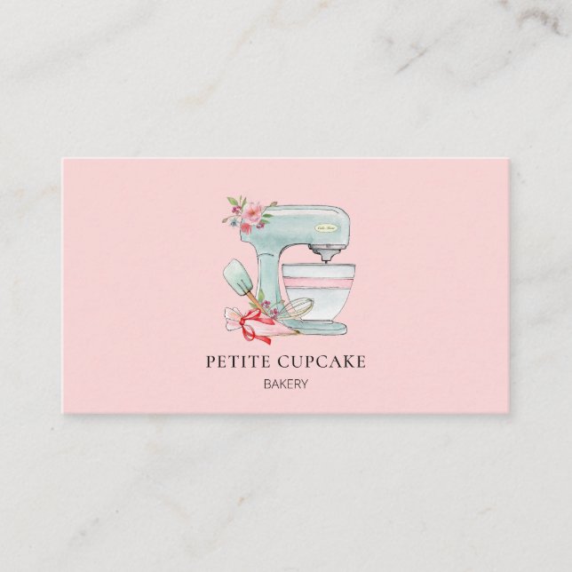 Carte De Visite Aquarelle Mélangeur de gâteau logo boulangerie ros (Devant)