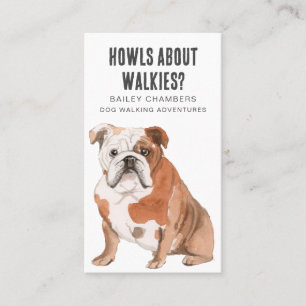 Carte De Visite Aquarelle mignonne Bull Chien Walker