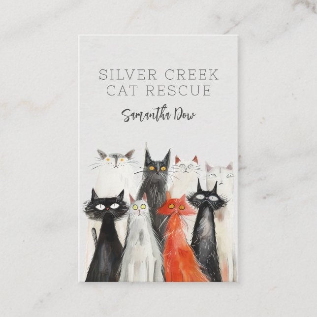 Carte De Visite Aquarelle mignonne Chat Secourir Animal Sitter (Devant)