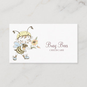 Carte De Visite Aquarelle mignonne Garde d'enfants Busy Bee Caract
