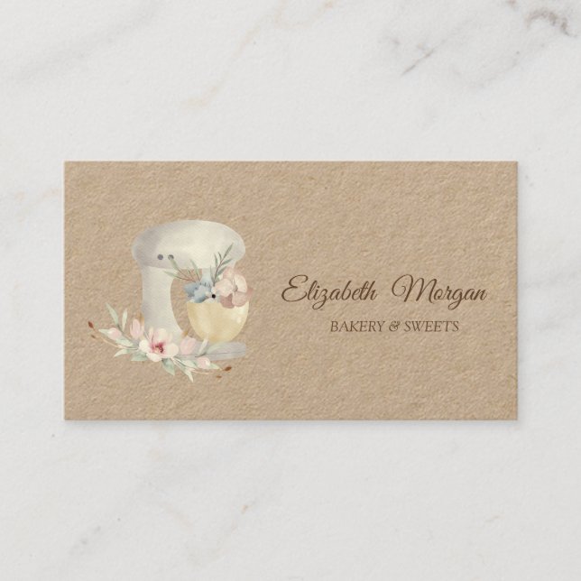 Carte De Visite Aquarelle Mixer Fleurs boulangerie (Devant)