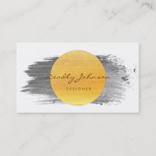 Carte De Visite Aquarelle moderne Abstrait Elégant Noir Jaune