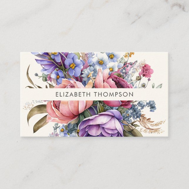 Carte De Visite Aquarelle moderne élégant Floral (Devant)