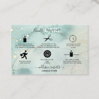 Carte De Visite Aquarelle moderne Elégante Green Candle Care Bus