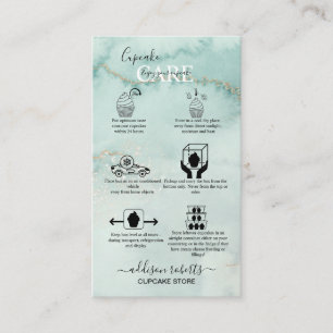 Carte De Visite Aquarelle moderne Elégante Green Cupcake Care Bus