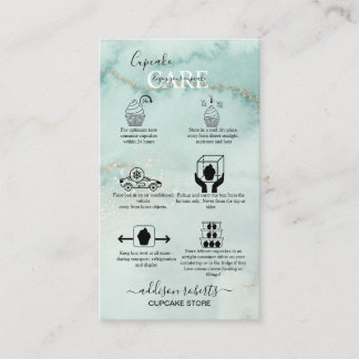 Carte De Visite Aquarelle moderne Elégante Green Cupcake Care Bus