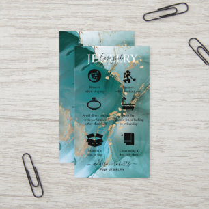 Carte De Visite Aquarelle moderne Elégante Soins de bijoux Turquoi
