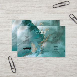 Carte De Visite Aquarelle moderne élégante Turquoise et gâteau or