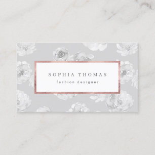 Carte De Visite Aquarelle moderne floral rose or professionnel bu
