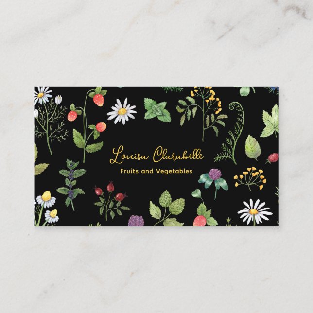 Carte De Visite Aquarelle moderne Fruit Herbe Jardin (Devant)
