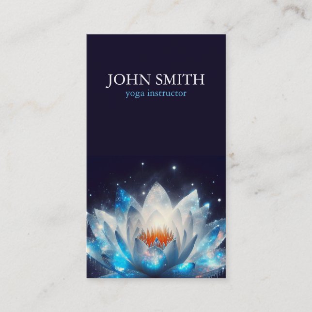 Carte De Visite Aquarelle moderne Lotus Fleur Logo Yoga (Devant)