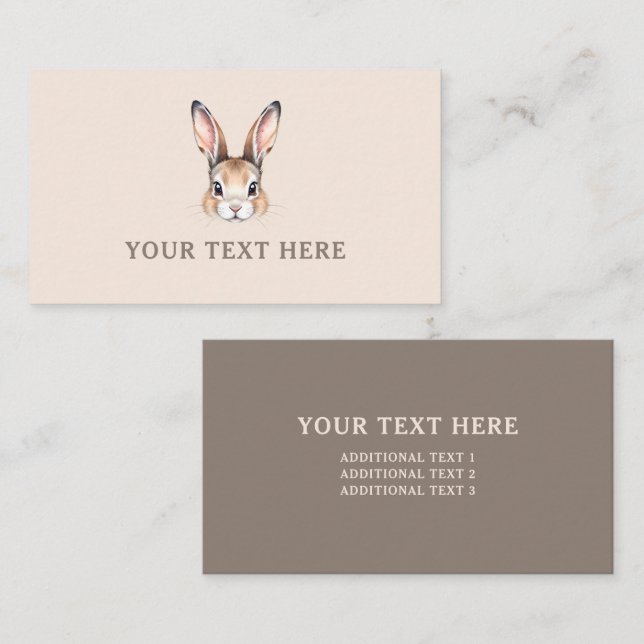 Carte De Visite Aquarelle moderne mignonne lapin visage neutre (Devant / Derrière)
