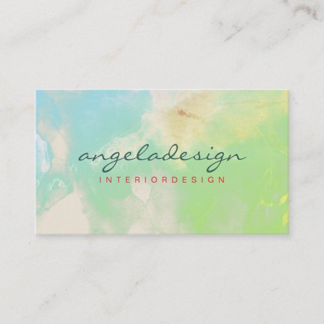 Carte De Visite Aquarelle moderne Ombre vert nuageux Botanique (Devant)