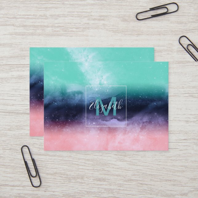 Carte De Visite Aquarelle moderne peinture abstraite (Devant/Arrière en situation)