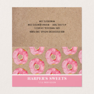 Carte De Visite Aquarelle moderne Pink Donuts Professional 