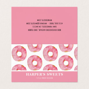Carte De Visite Aquarelle moderne Pink Donuts Professional 