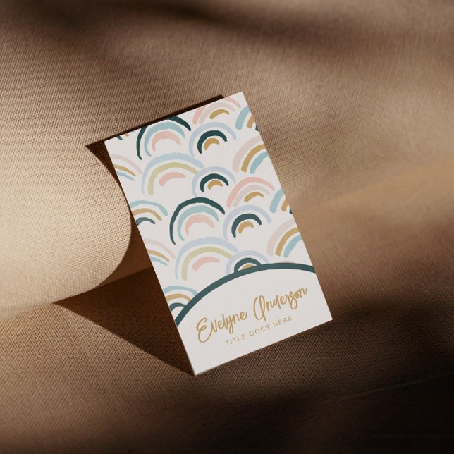 Carte De Visite Aquarelle moderne simple Boho arc-en-ciel Abstrait (Créateur téléchargé)