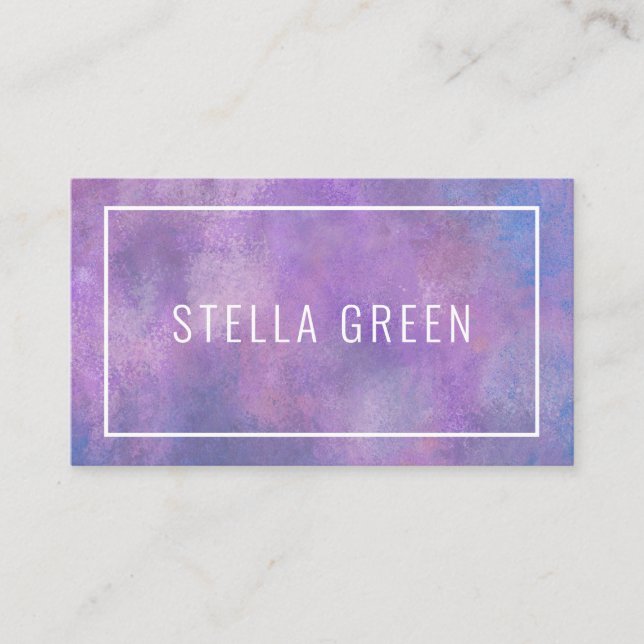 Carte De Visite Aquarelle moderne tendance violet rose (Devant)