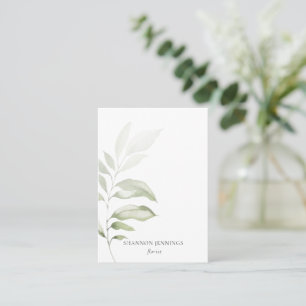 Carte De Visite Aquarelle moderne verdure minimaliste blanc affair