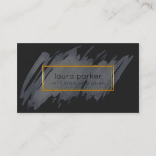 Carte De Visite Aquarelle Noir Or Splatter Abstrait Moderne