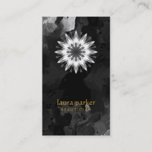 Carte De Visite Aquarelle noire Lotus Fleur Logo Guérison Yoga