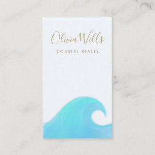 Carte De Visite Aquarelle Ocean Wave Coastal Immobilier