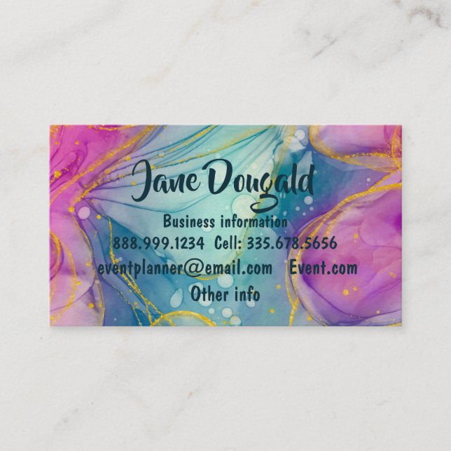 Carte De Visite Aquarelle Or Abstrait Moderne Élégant Entreprise (Devant)