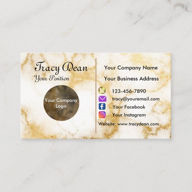 Carte De Visite Aquarelle Or Personnalisé Professionnel Moderne (Devant)