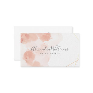 Carte De Visite Aquarelle or rose géométrique