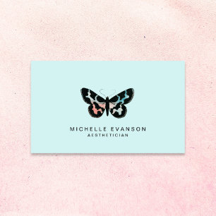 Carte De Visite Aquarelle Papillon logo Mint vert