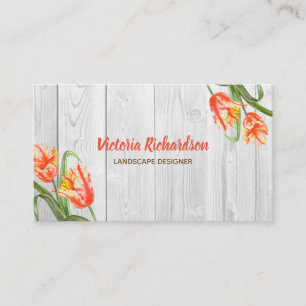 Carte De Visite Aquarelle Parrot Jaune Tulipes Art Floral