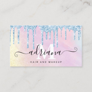 Carte De Visite Aquarelle parties scintillant bleue goutte les che