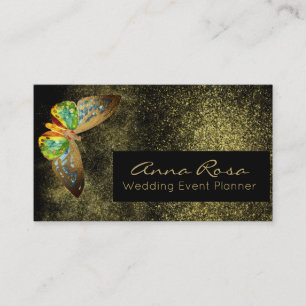 Carte De Visite *~* Aquarelle Parties scintillant or Papillon doré