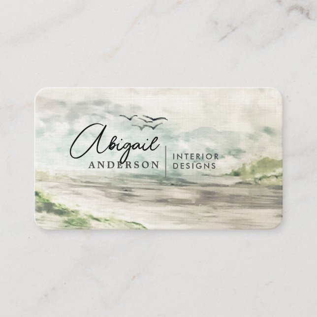 Carte De Visite Aquarelle Paysage Signature professionnelle de lux (Devant)
