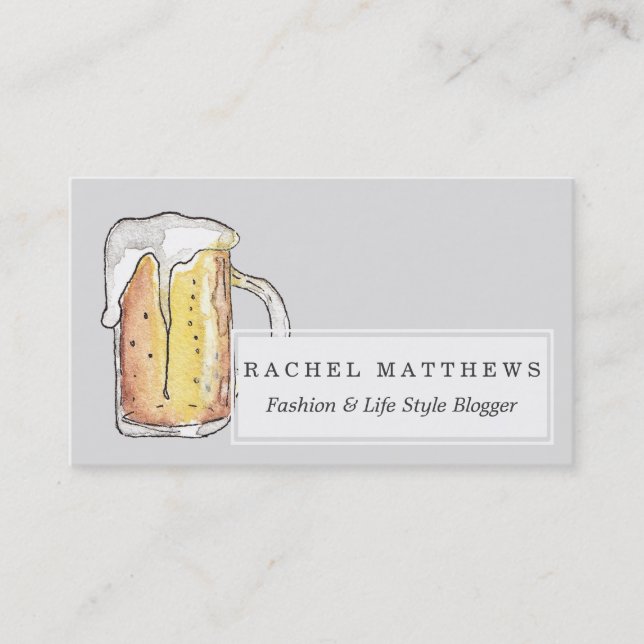 Carte De Visite Aquarelle peinte froide de tasse de bière de fin (Devant)