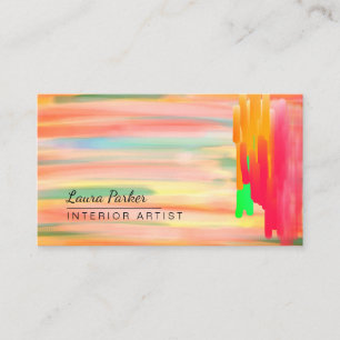 Carte De Visite Aquarelle Peinture Abstraite Rouge Orange Artiste