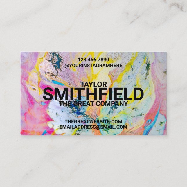 Carte De Visite Aquarelle Peinture Splatter couleur tendance (Devant)