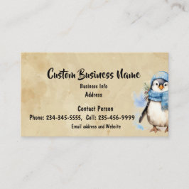 Carte De Visite Aquarelle personnalisée Cute Pingouin Hiver Congél