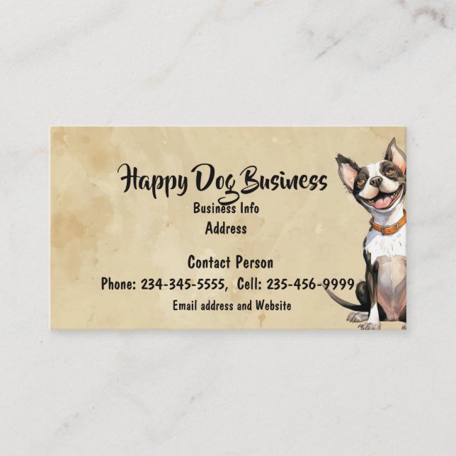 Carte De Visite Aquarelle personnalisée Joyeux chien animal animal (Devant)