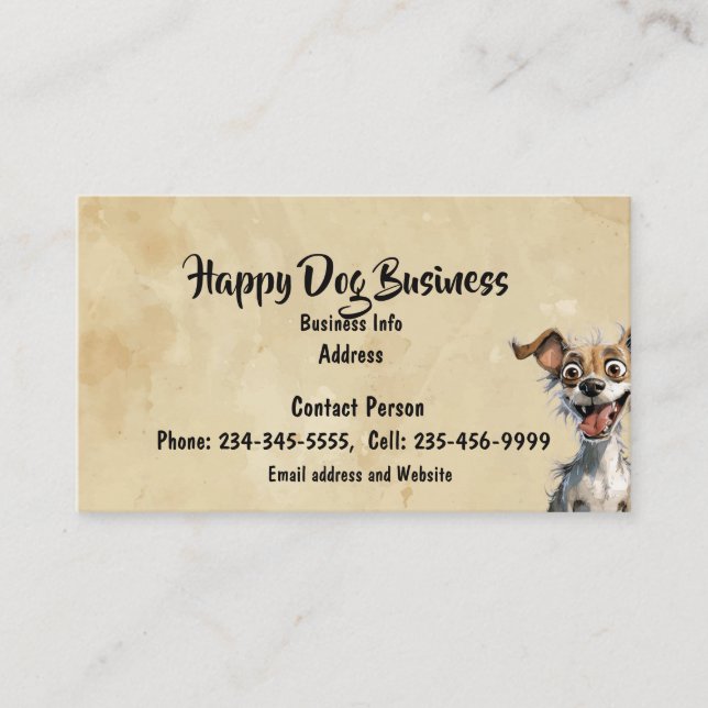 Carte De Visite Aquarelle personnalisée Joyeux chien animal animal (Devant)