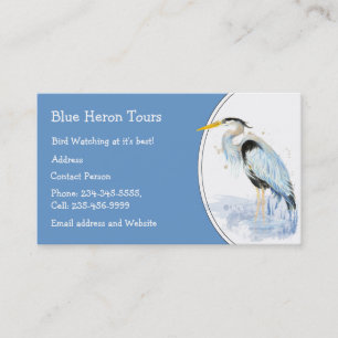 Carte De Visite Aquarelle personnalisée Oiseau de grand héron bleu