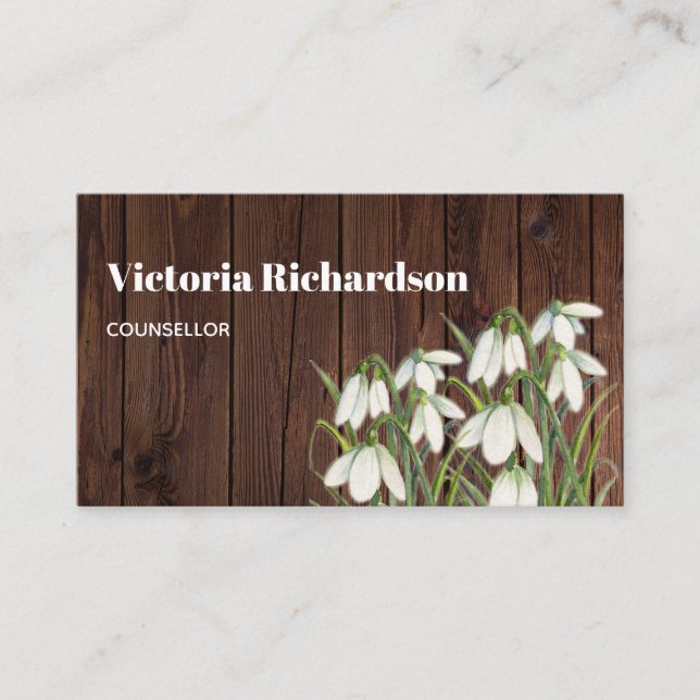 Carte De Visite Aquarelle Petit Neige Blanche Baisse Illustration (Devant)