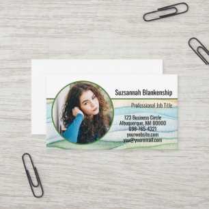 Carte De Visite Aquarelle photo ronde personnalisée pour petite en