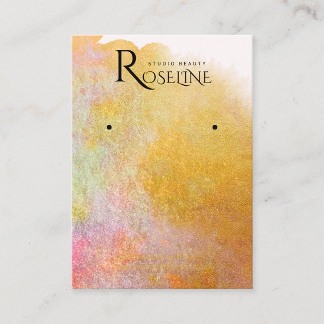 Carte De Visite aquarelle Pinceau d'or rose Écran (Devant)