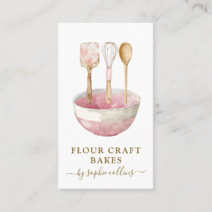 Carte De Visite Aquarelle Pink Baker Boulangerie Pâtisserie Chef U