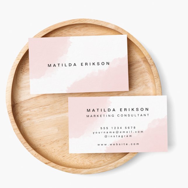 Carte De Visite Aquarelle | Pink Blush minimaliste moderne Scandi (Créateur téléchargé)